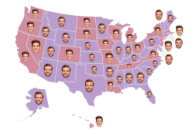 Illustration for article titled Very important study shows which states preferred which Bachelorette finalist